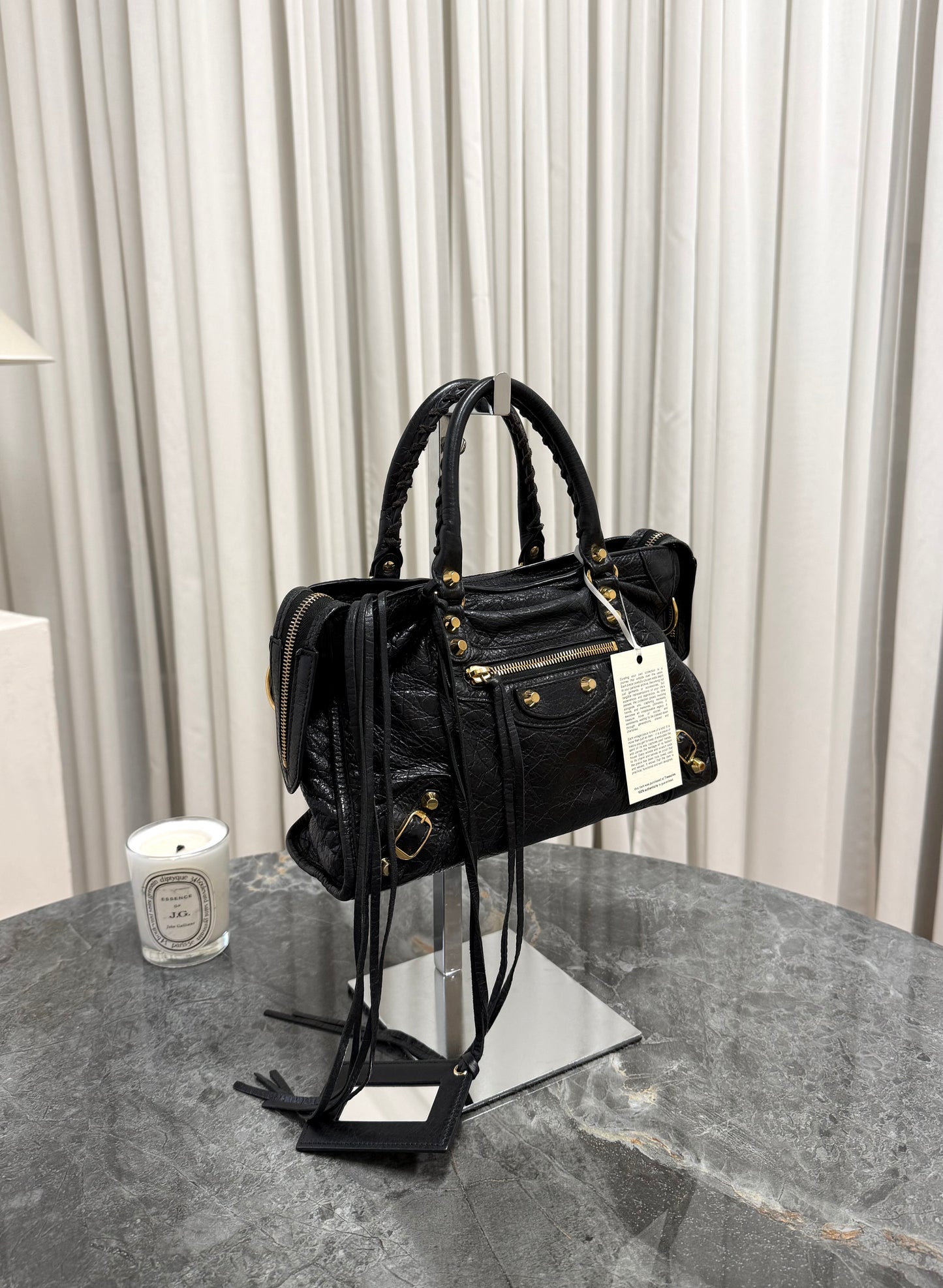 BALENCIAGA SMALL CITY BAG BLACK GOLD HW