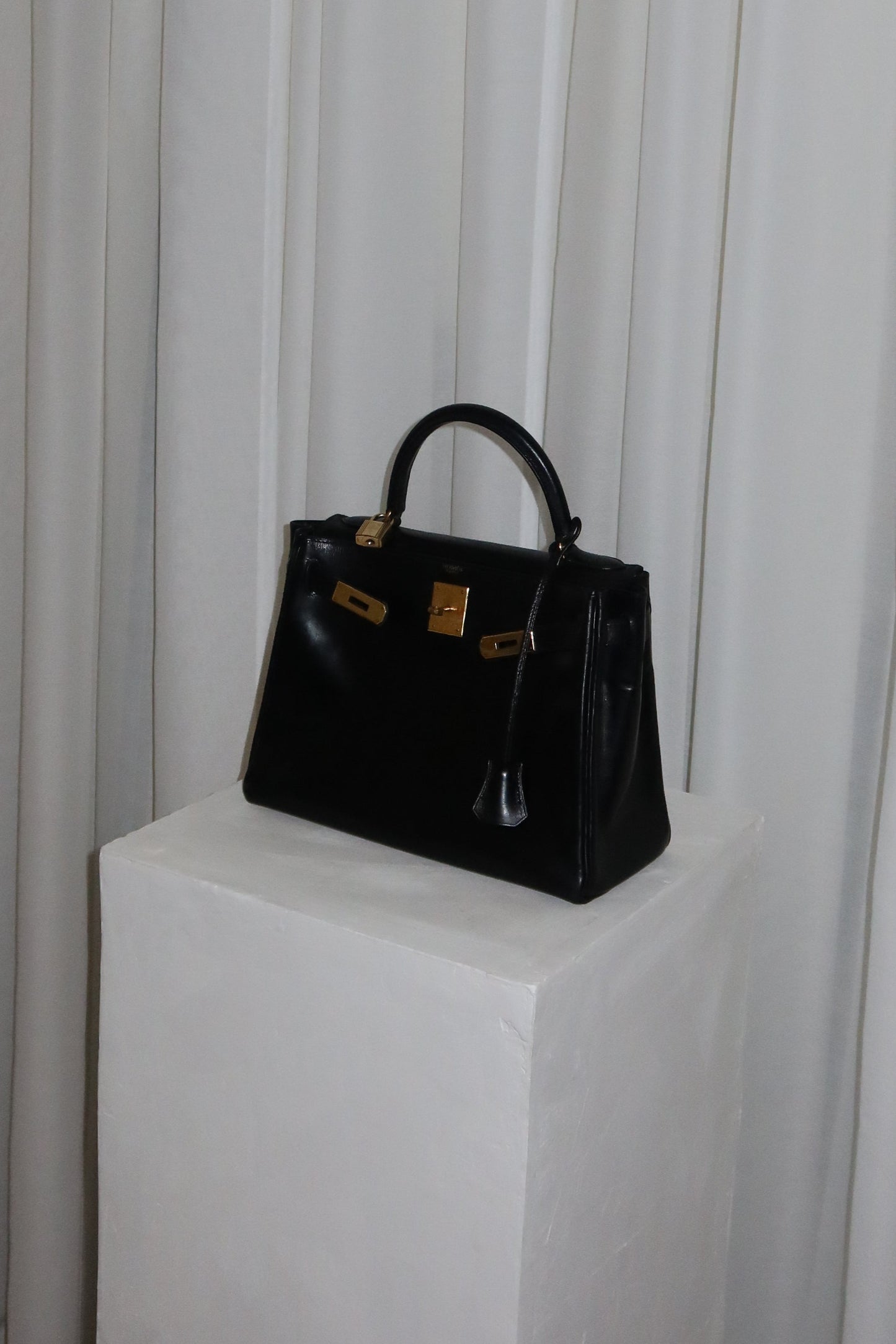 HERMES KELLY 28 BOX CALF BLACK 1959 O stamp