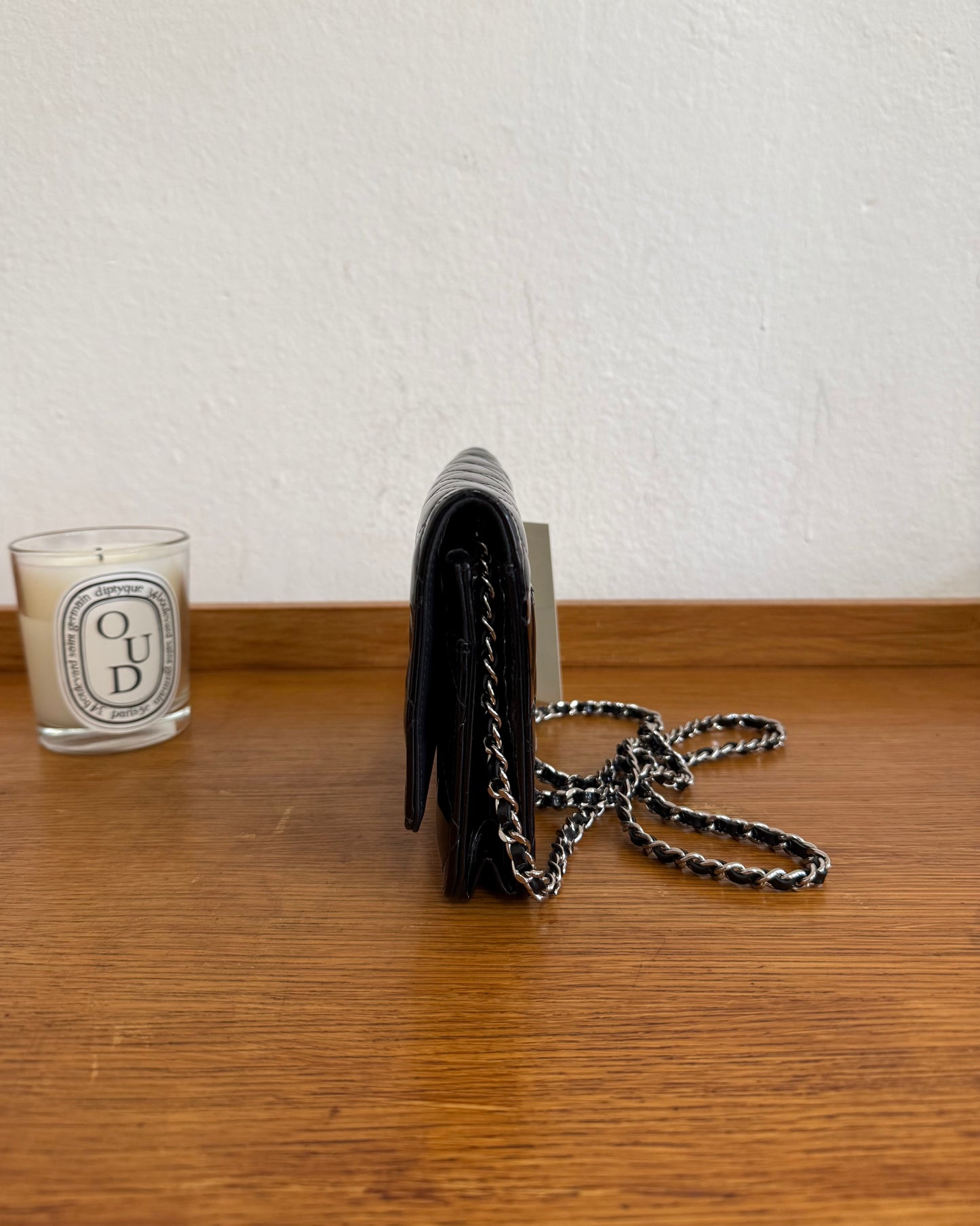 CHANEL PATENT LEATHER WOC BLACK