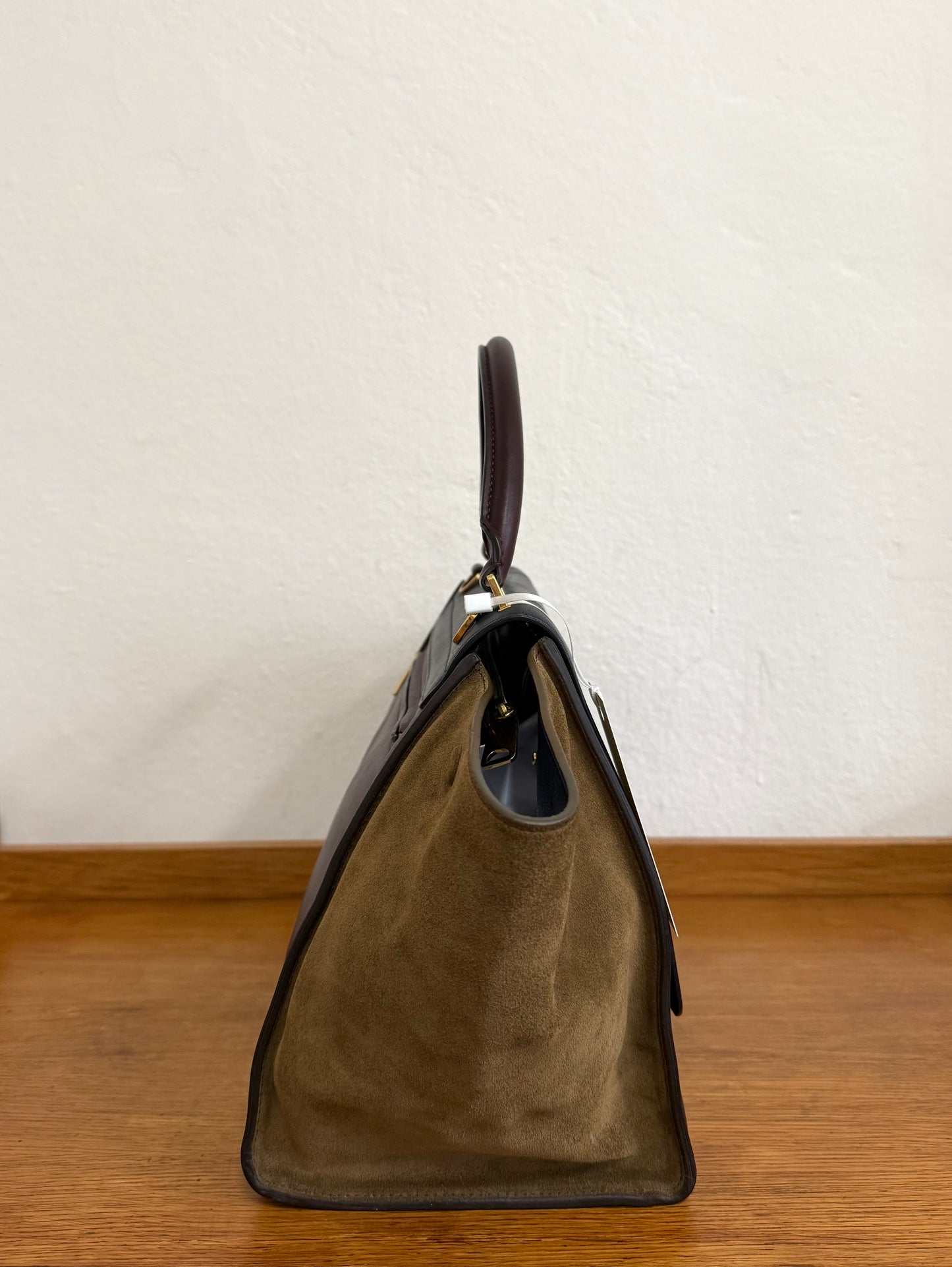 CELINE PHOEBE PHILO TRICOLOR TRAPEZE BURGUNDY NAVY