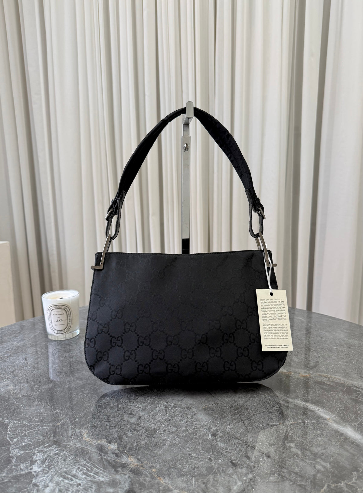 Gucci hobo z černého GG canvasu se stříbrným hardwarem, foto 12
