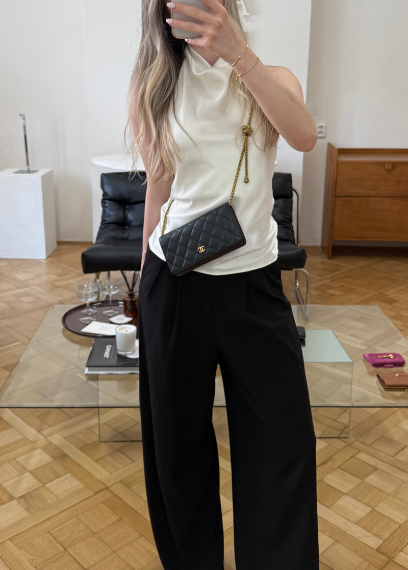 CHANEL CAVIAR LONG WALLET BLACK GOLD HW SERIES 21
