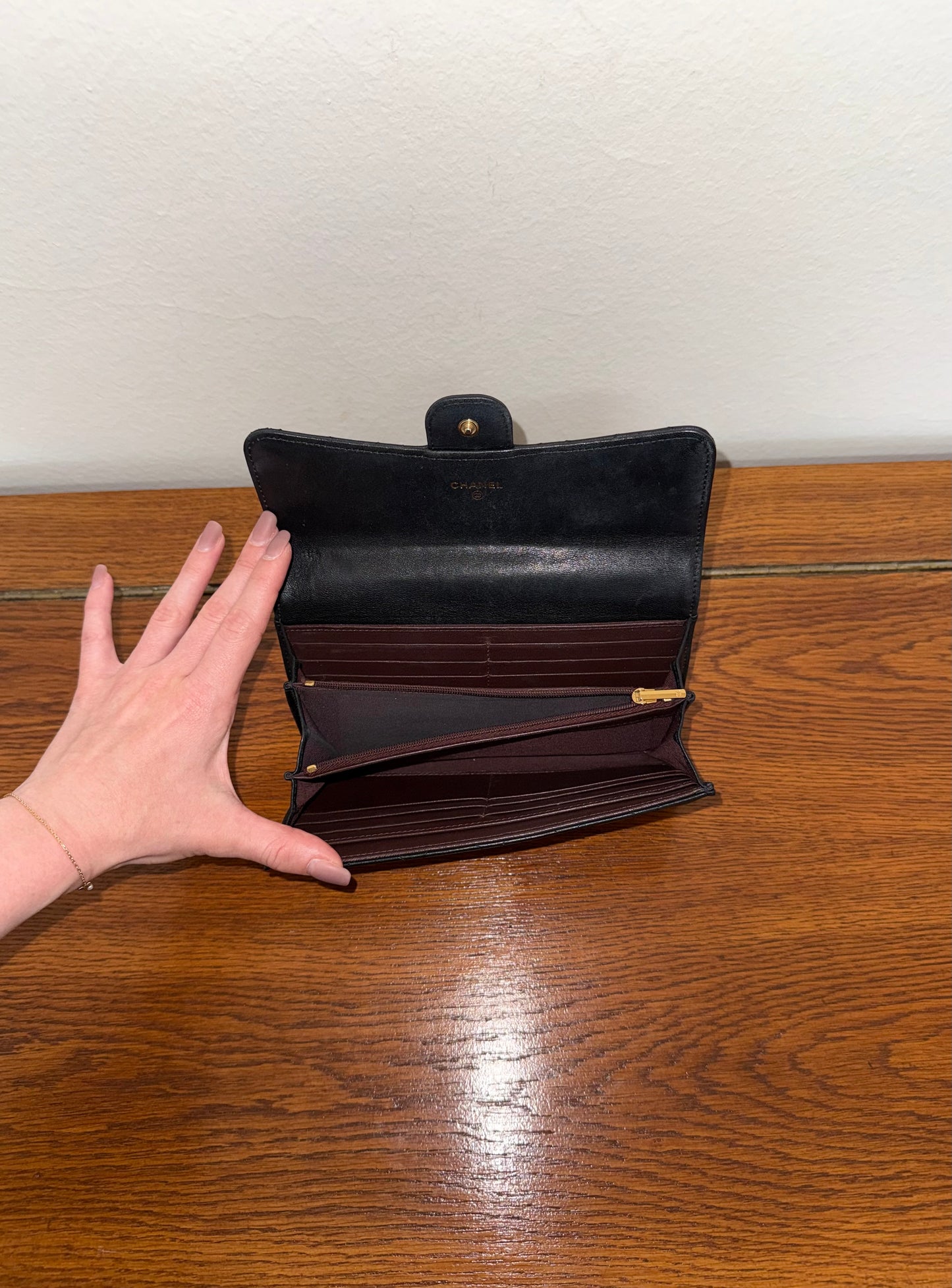 CHANEL LARGE CLASSIC WALLET LAMBSKIN GOLD HW