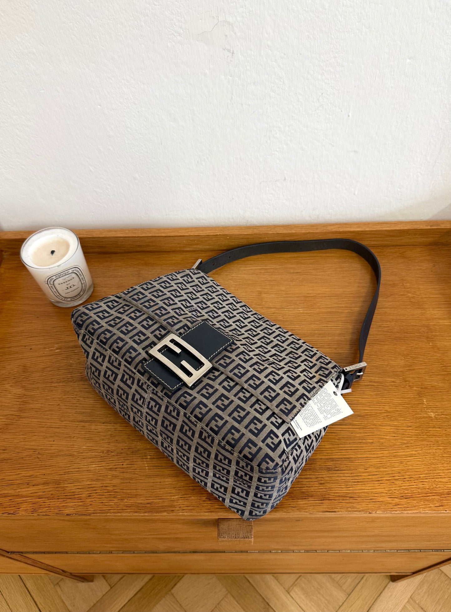 FENDI ZUCCA MAMMA BAGUETTE BAG NAVY