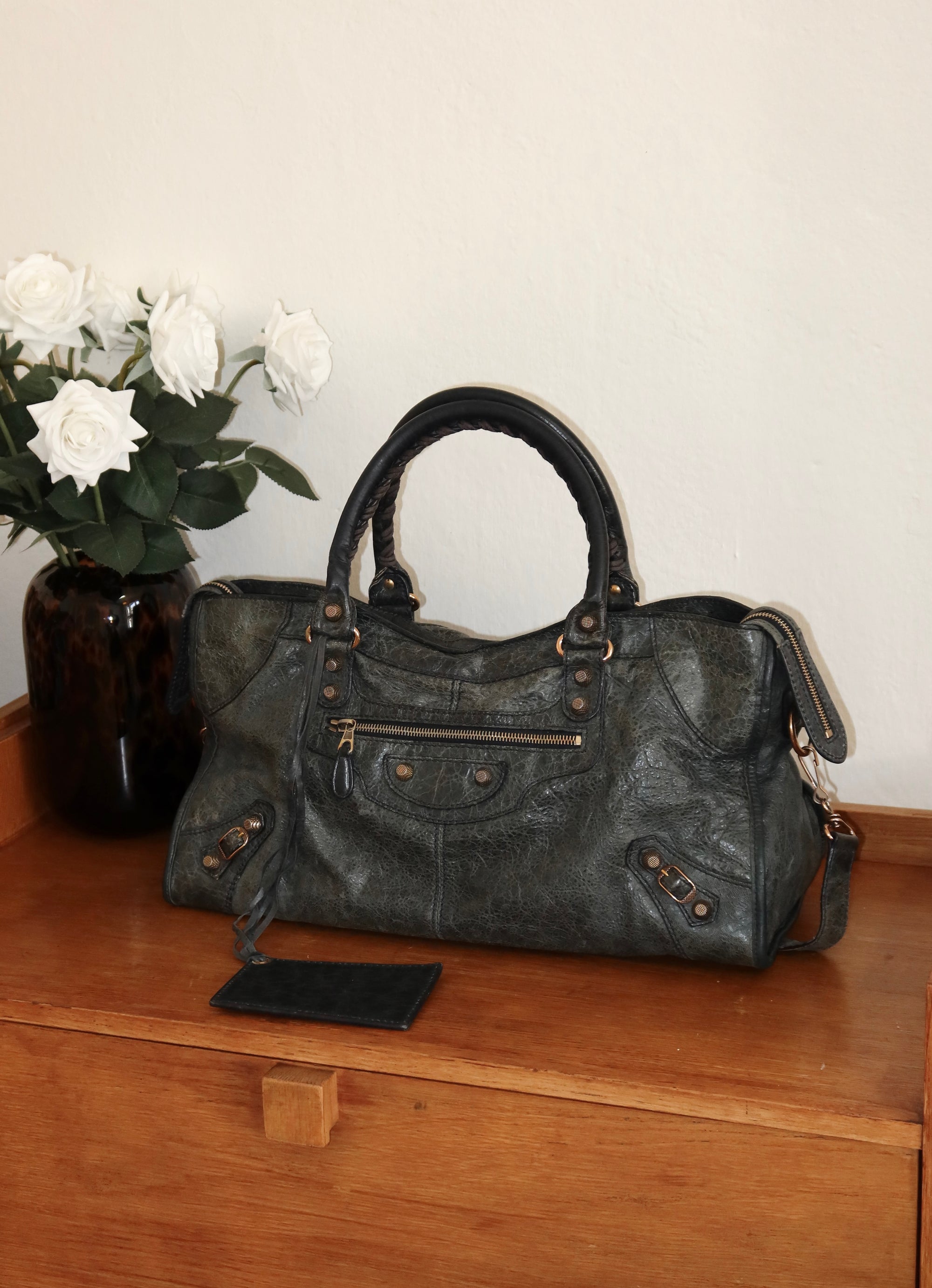BALENCIAGA CITY BAG GREY-GREEN