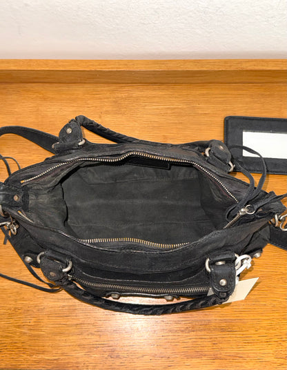 BALENCIAGA SUEDE CITY BAG BLACK