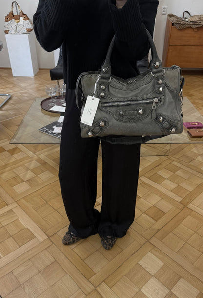 BALENCIAGA CITY BAG GREY-GREEN