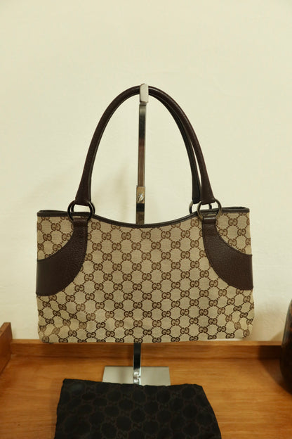 GUCCI GG SHOULDER TOTE BAG DARK BROWN