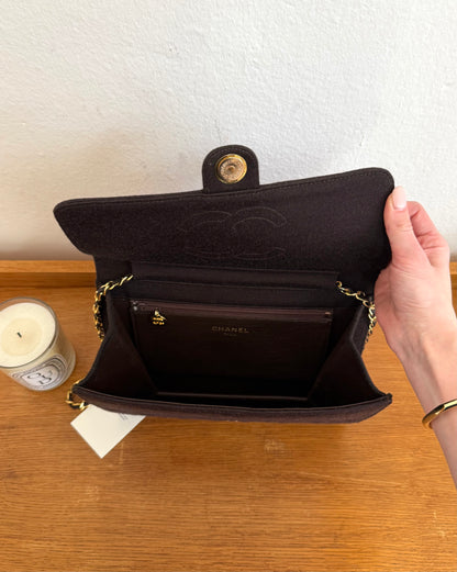 CHANEL SINGLE FLAP MATELASSE JERSEY BROWN BAG