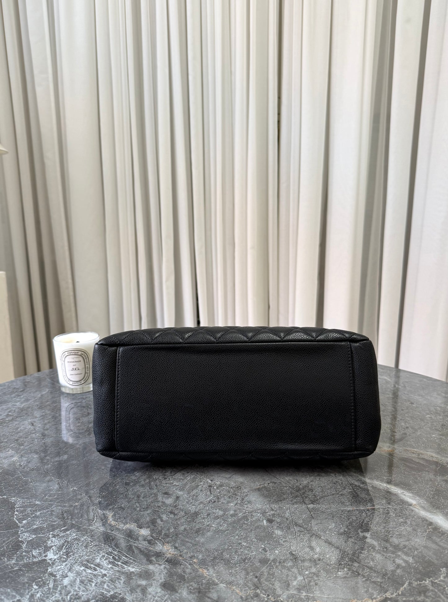 CHANEL CAVIAR GRAND TOTE BAG BLACK SILVER HW