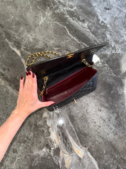 CHANEL DIANA MEDIUM QUILTED FLAP BAG BLACK GOLD HW