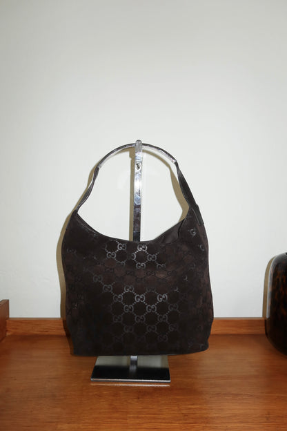 GUCCI GG HOBO BROWN SUEDE SHOULDER BAG
