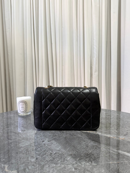 CHANEL DIANA MEDIUM QUILTED FLAP BAG BLACK GOLD HW