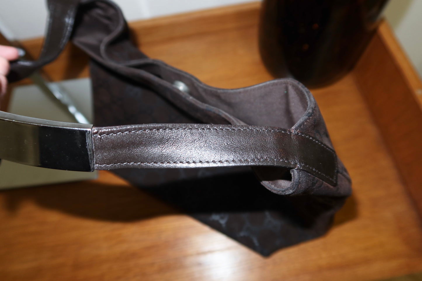 GUCCI GG HOBO BROWN SUEDE SHOULDER BAG