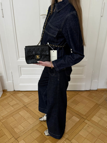 CHANEL SINGLE FLAP BAG BLACK LAMBSKIN