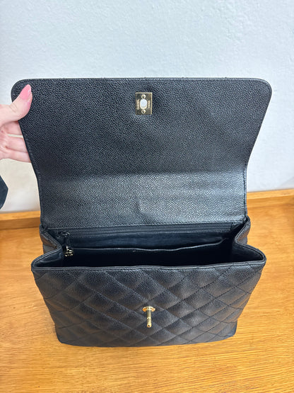 CHANEL MATELASSE CAVIAR KELLY BLACK 24K GOLD HW