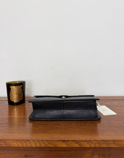 CHANEL BLACK SINGLE FLAP LAMBSKIN 24K GOLD HW