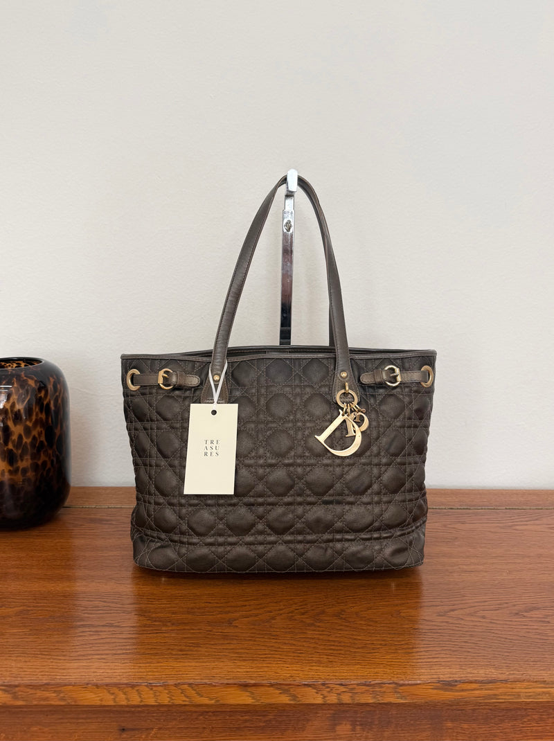 Dior Panarea Tote Cannage Coated Canvas Brown