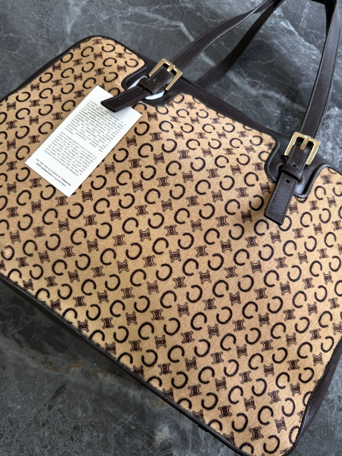 CELINE PONY HAIR CALECHE CC SHOULDER BAG