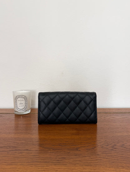 CHANEL CLASSIC LONG WALLET CAVIAR GOLD HW