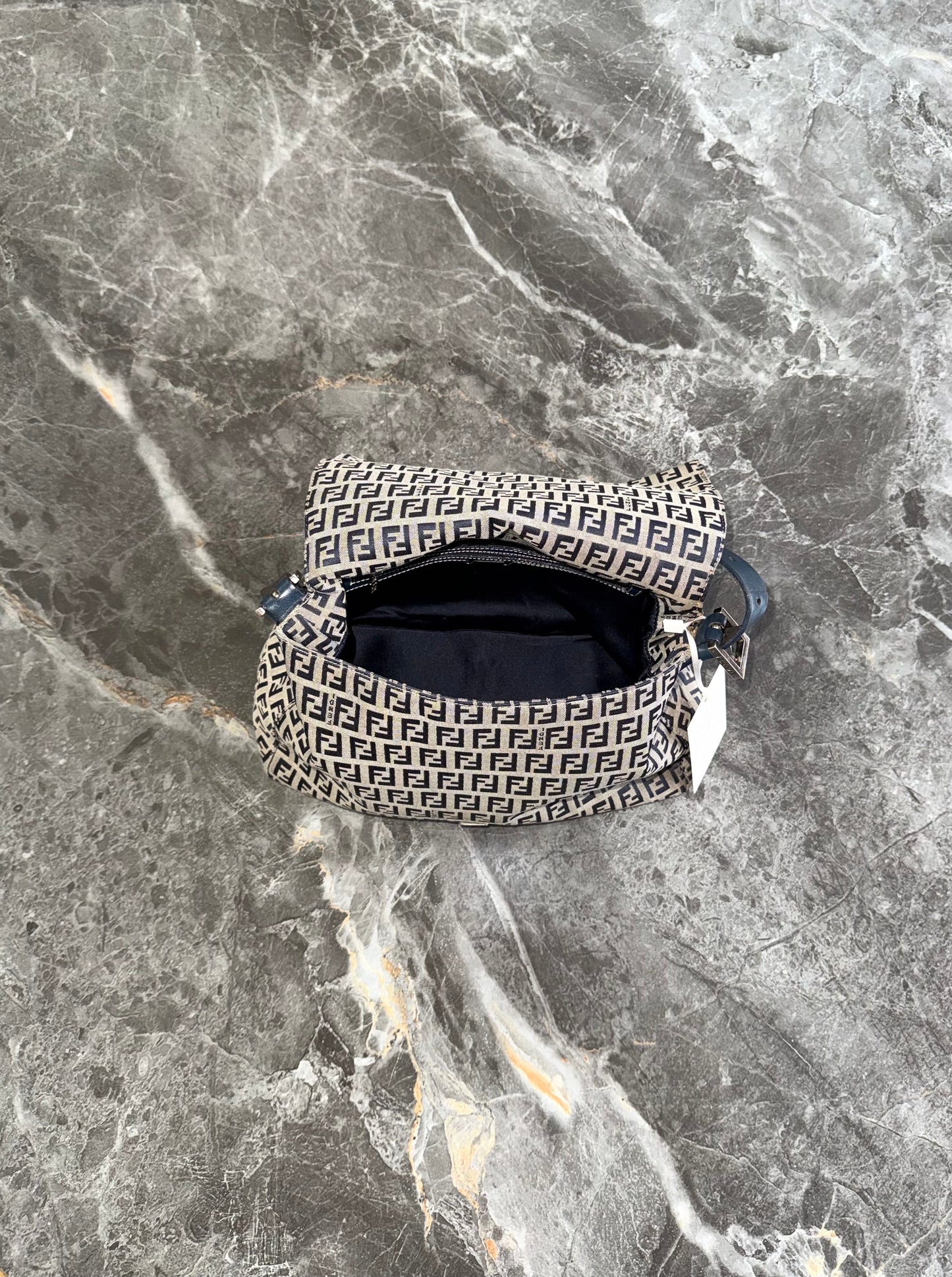 FENDI ZUCCA MAMMA BAGUETTE BAG NAVY