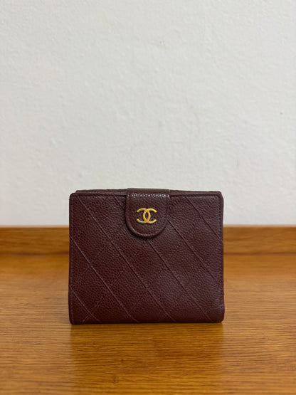 CHANEL DOUBLE SIDED WALLET CAVIAR BURGUNDY