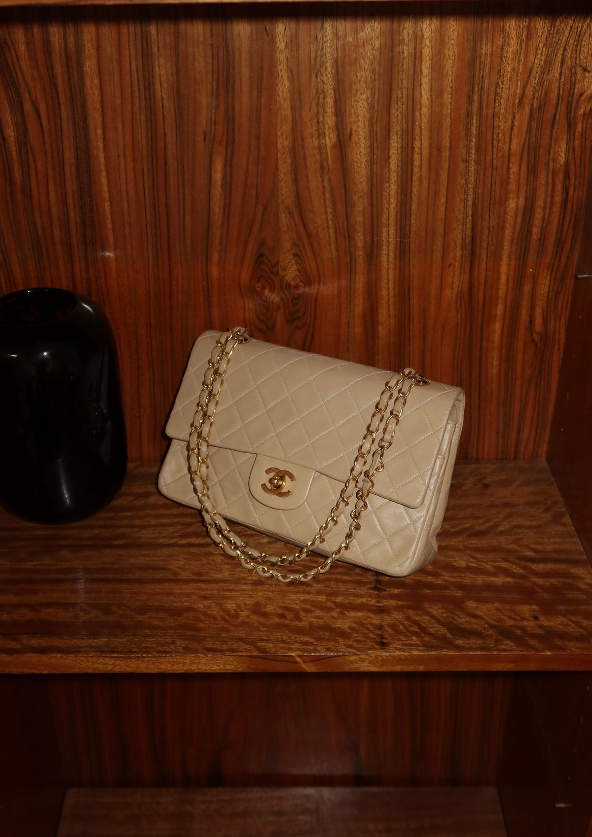 Chanel Classic Double Flap Bag Medium Beige 24K Gold HW