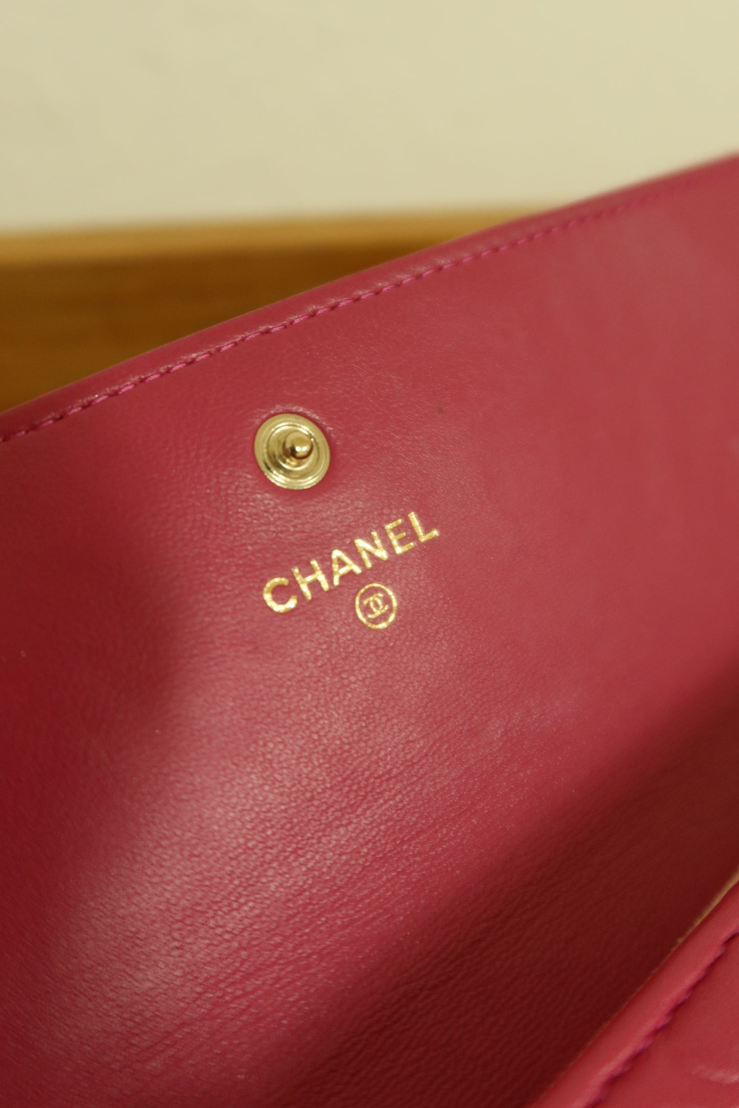 CHANEL WALLET PINK CAMELLIA GOLD