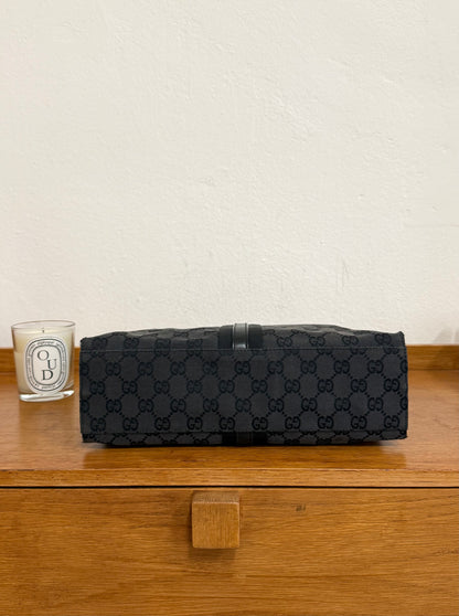 GUCCI JACKIE SHOULDER BAG BLACK GG MONOGRAM