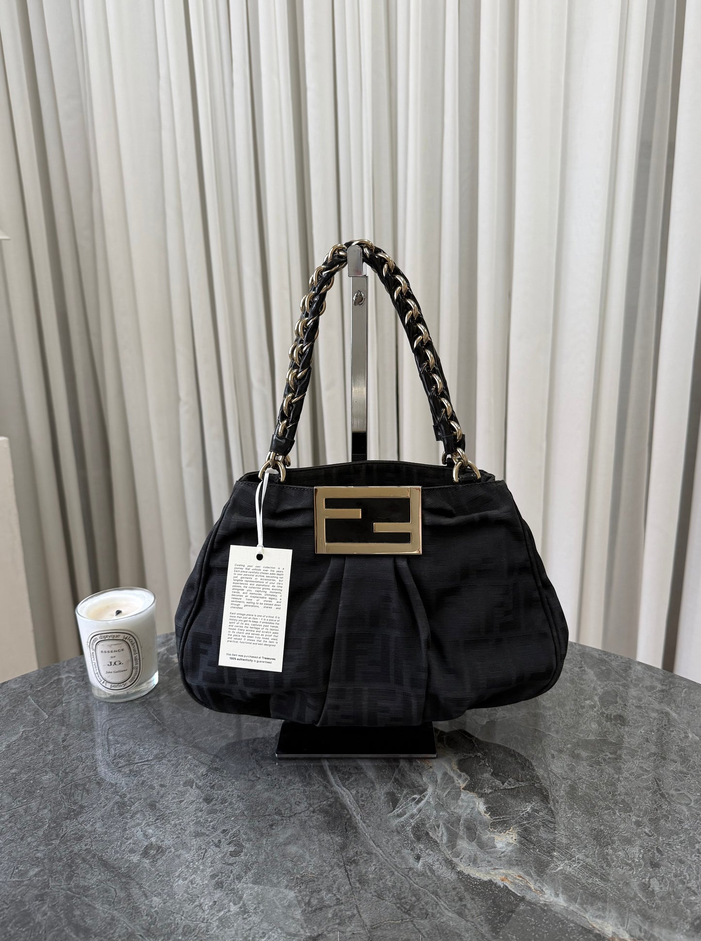 FENDI MIA ZUCCA SMALL SHOULDER BAG BLACK