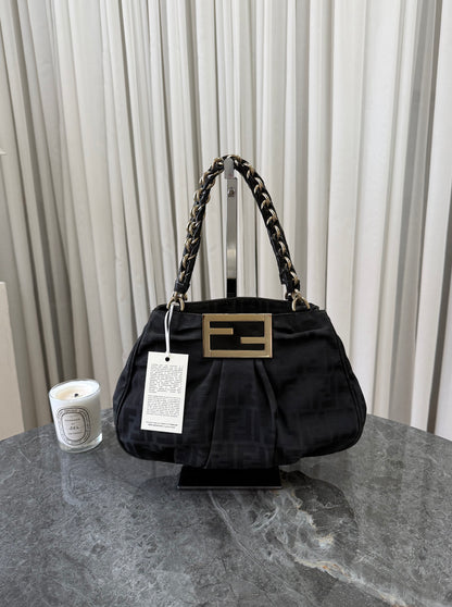 FENDI MIA ZUCCA SMALL SHOULDER BAG BLACK
