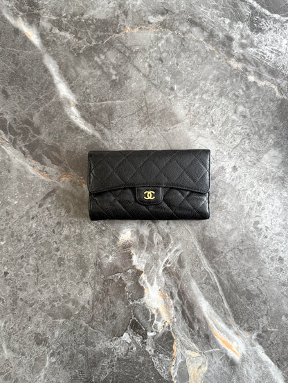 CHANEL CAVIAR TIMELESS CLASSIC WALLET GOLD HW