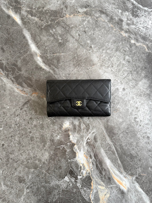 CHANEL CAVIAR TIMELESS CLASSIC WALLET GOLD HW