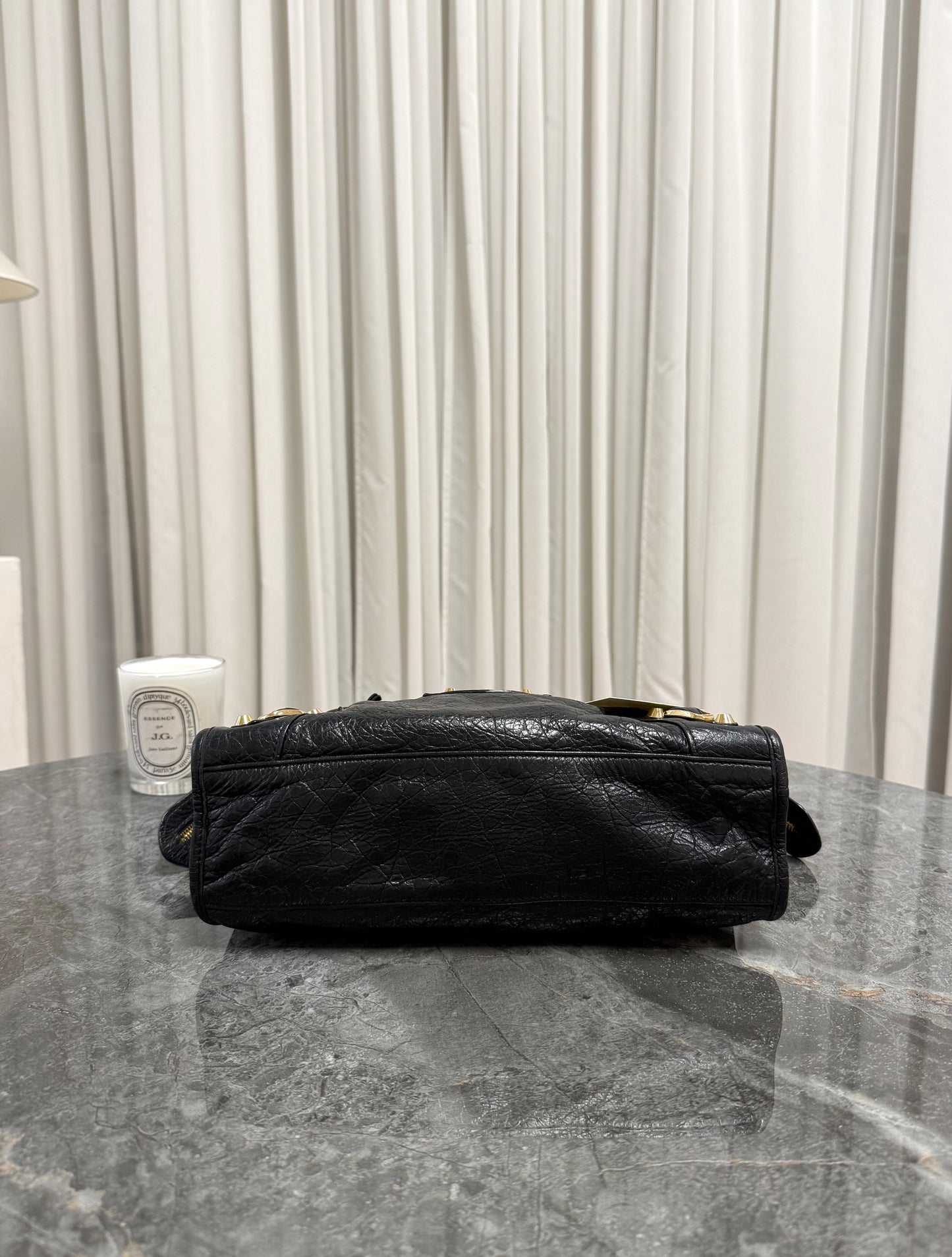 BALENCIAGA SMALL CITY BAG BLACK GOLD HW