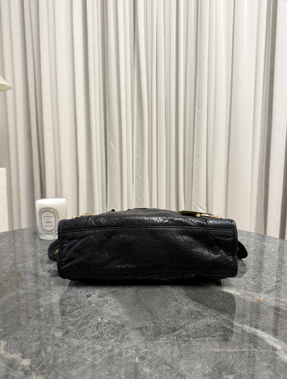 BALENCIAGA SMALL CITY BAG BLACK GOLD HW
