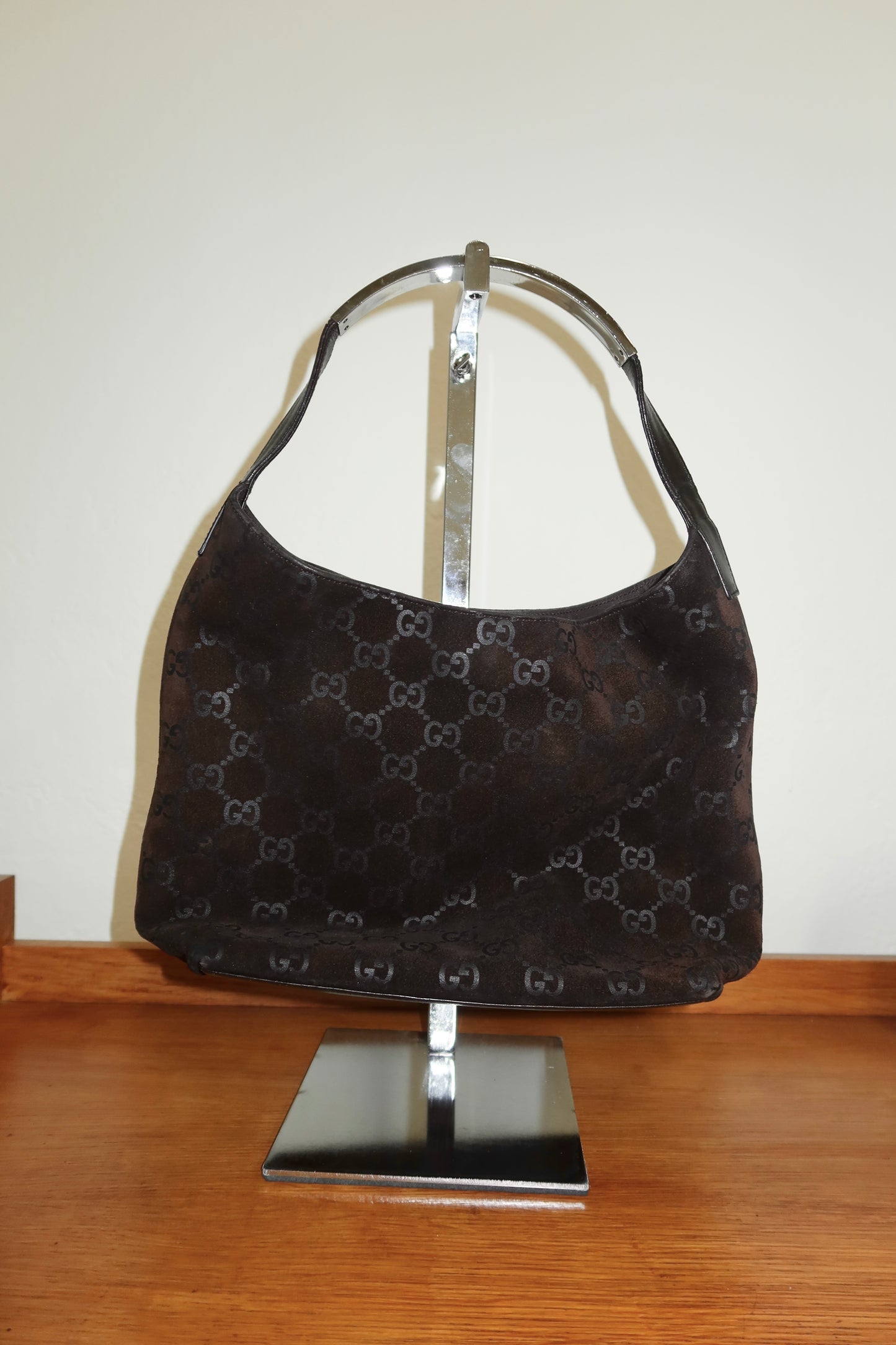 GUCCI GG HOBO BROWN SUEDE SHOULDER BAG