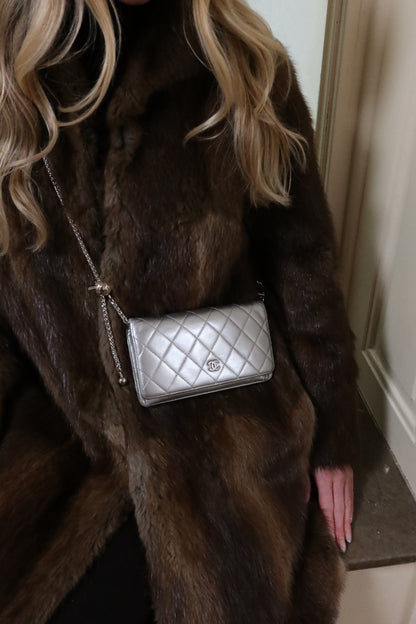 CHANEL WALLET QUILTED SILVER