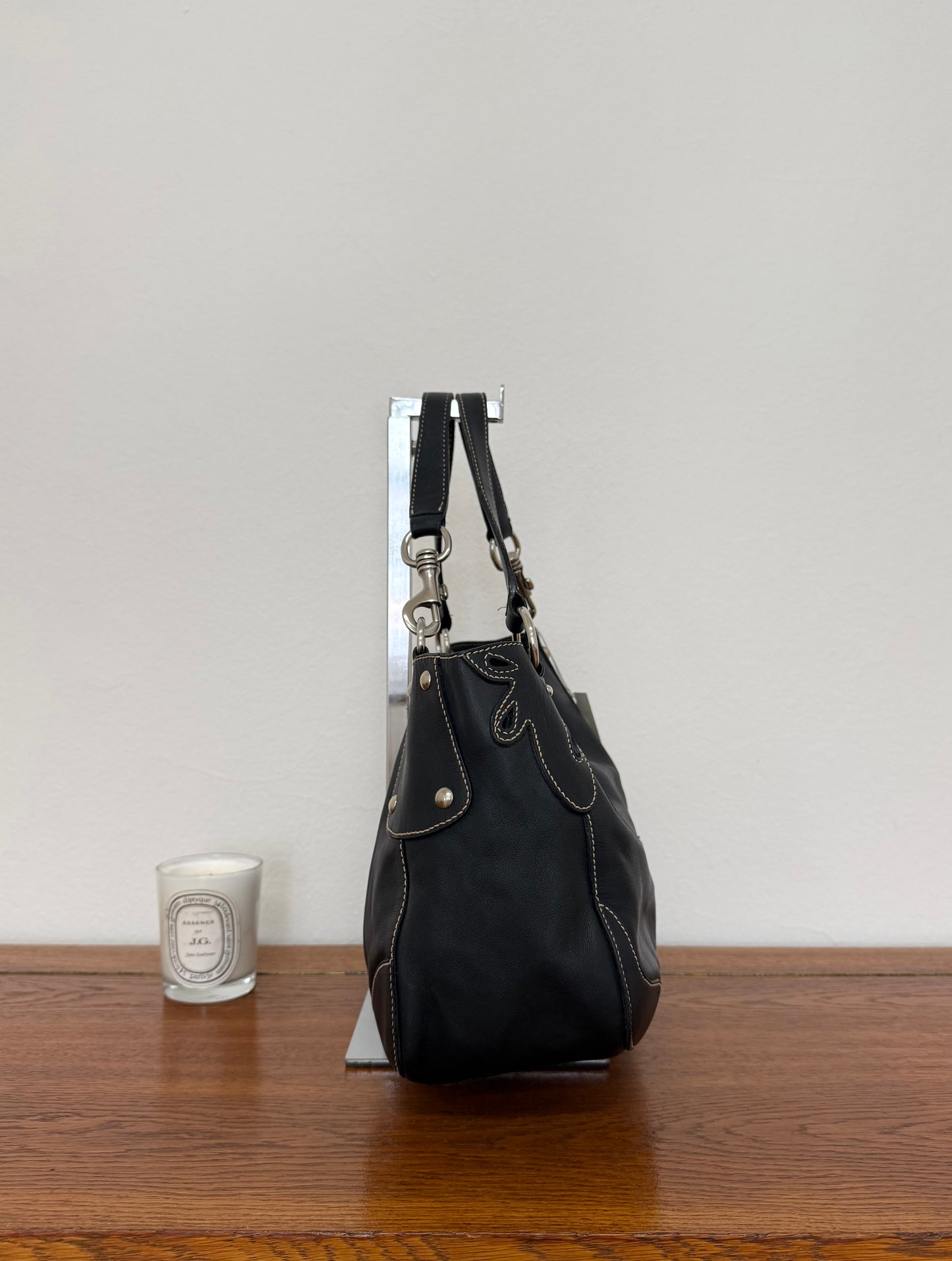 MIU MIU FLOWER SHOULDER BAG ANTRACIT