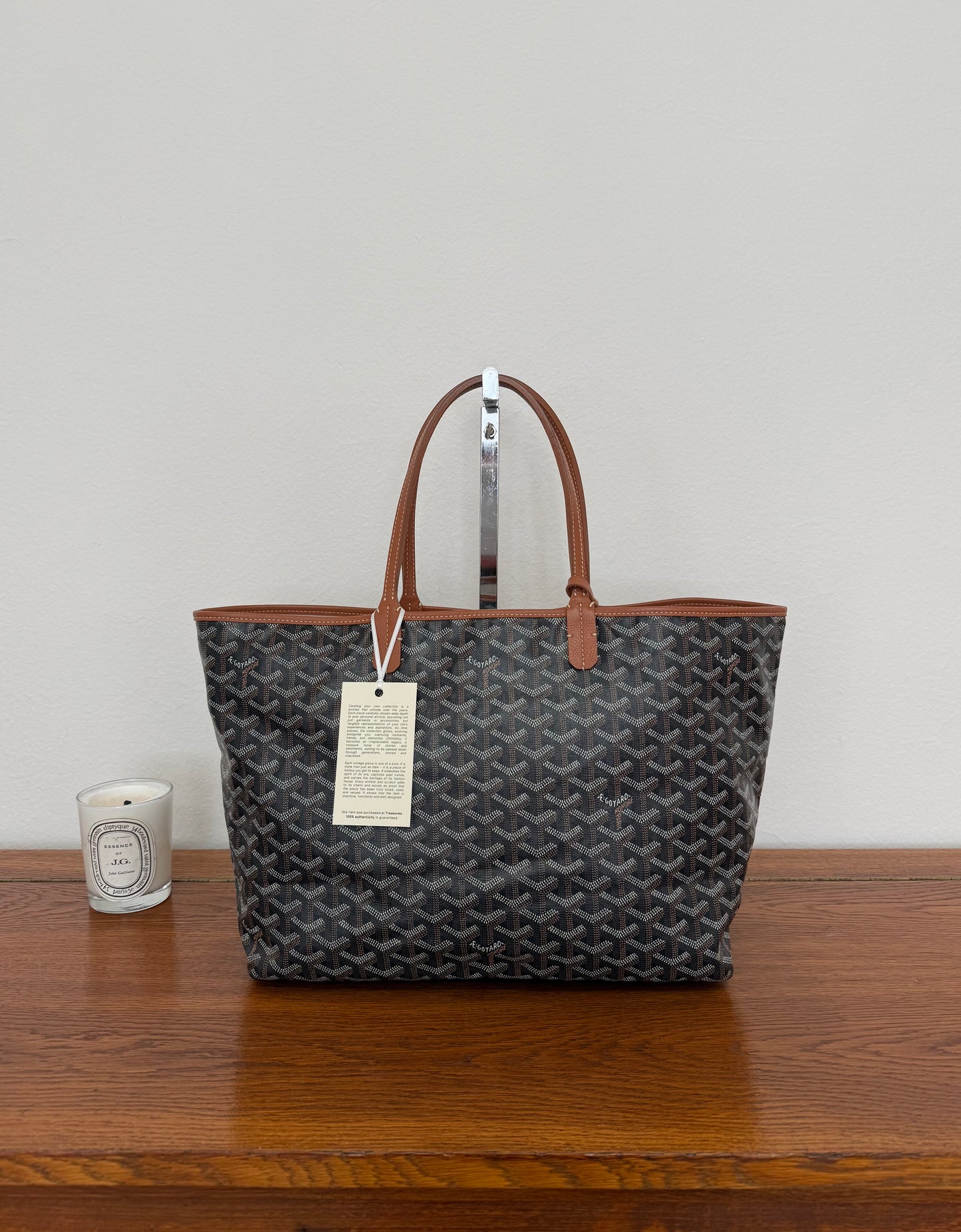 GOYARD SAINT LOUIS PM TOTE BAG & POUCH BLACK BROWN