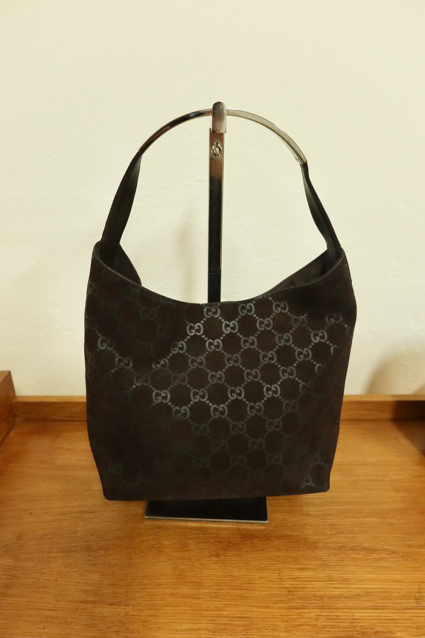 GUCCI GG HOBO BROWN SUEDE SHOULDER BAG