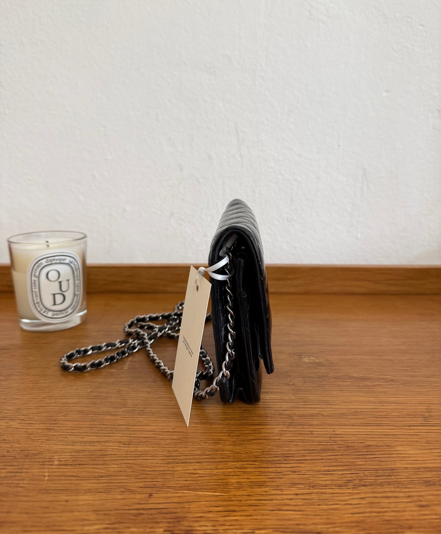 CHANEL PATENT LEATHER WOC BLACK