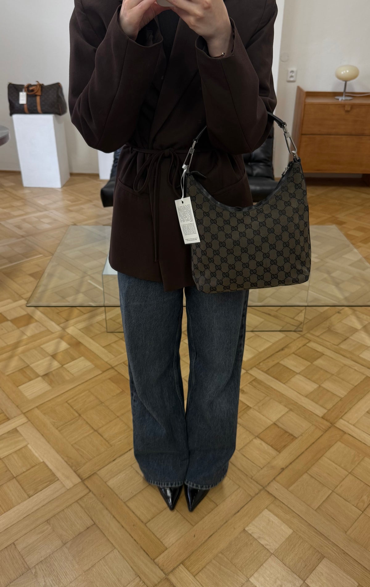 Gucci GG Monogram Shoulder Bag Black
