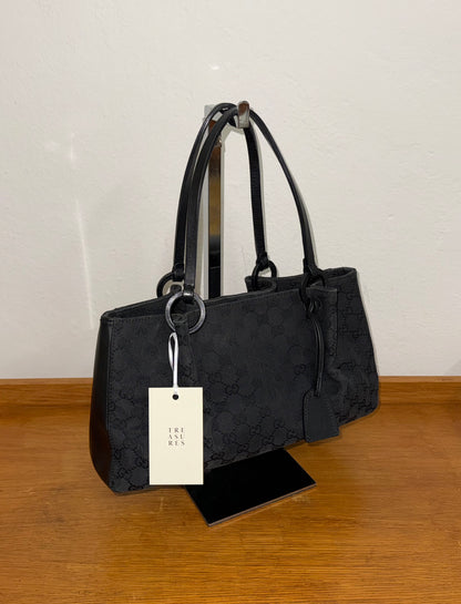 GUCCI GG SHOULDER BAG BLACK WITH POUCH