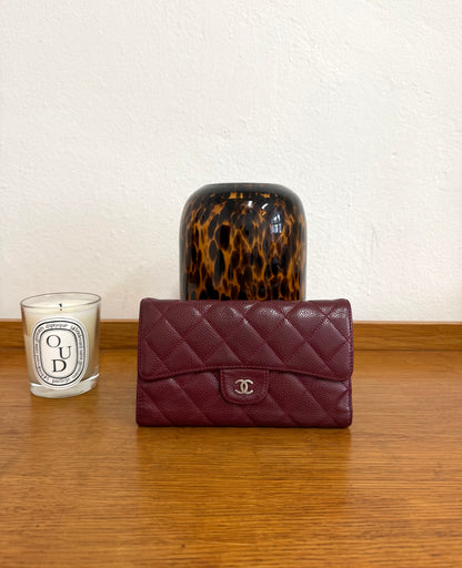 CHANEL CAVIAR LONG WALLET BURGUNDY