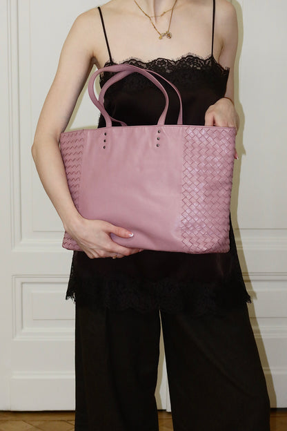 BOTTEGA VENETA INTRECCIATO TOTE SHOPPER BAG PINK