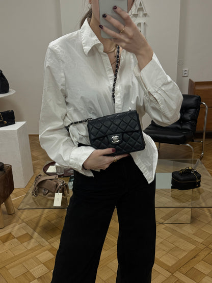 CHANEL SILVER HW RECTANGULAR FLAP BAG