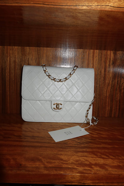 CHANEL 80s SINGLE FLAP BAG CREAM