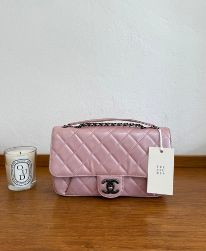 CHANEL SINGLE FLAP BAG PINK MATELASSE