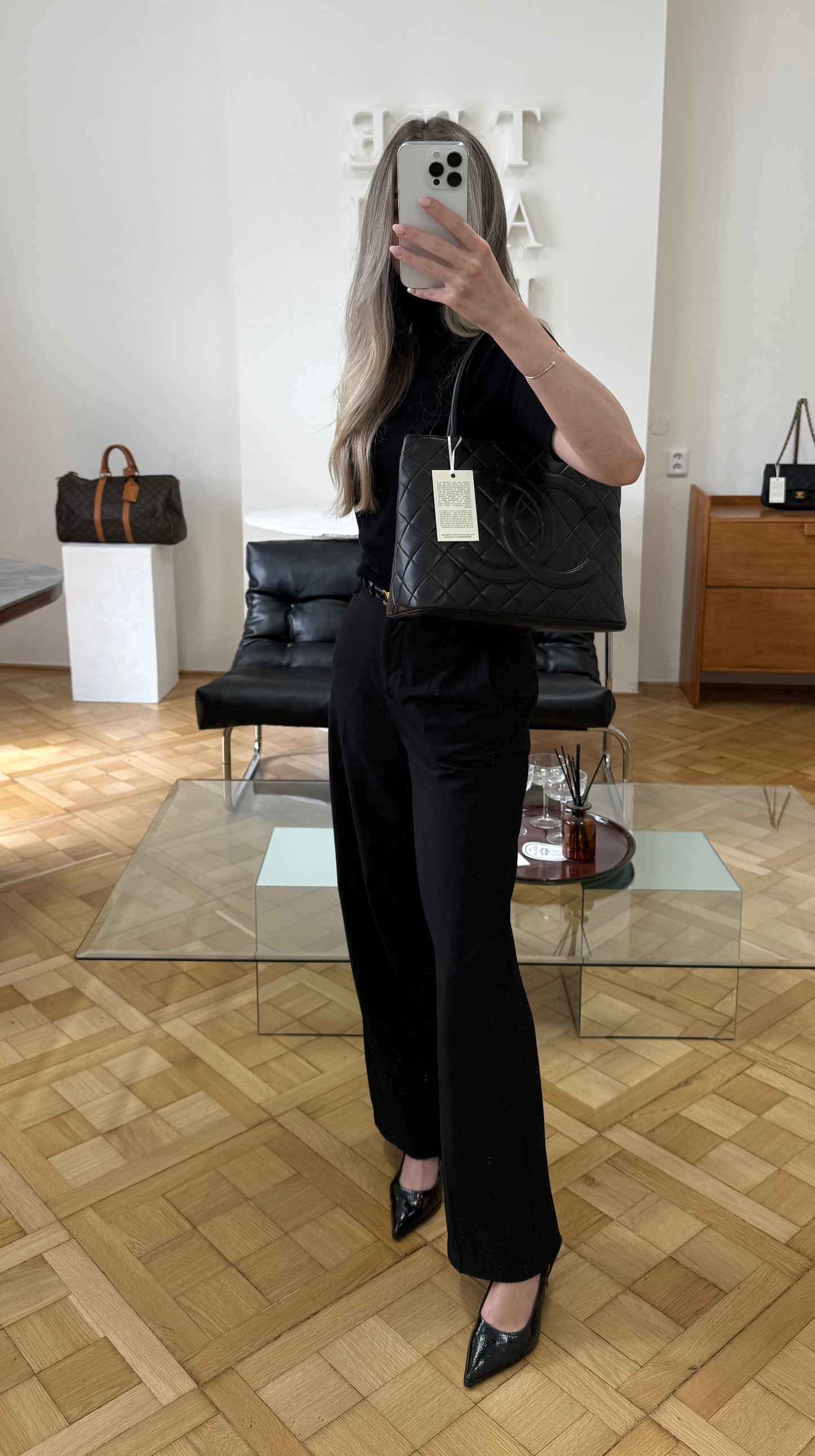 CHANEL MEDALLION TOTE LAMBSKIN SILVER HW