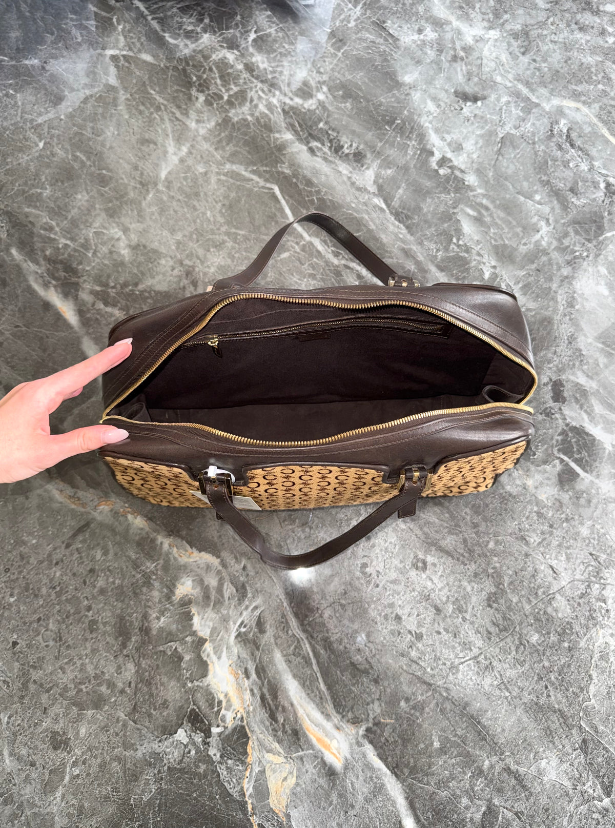 CELINE PONY HAIR CALECHE CC SHOULDER BAG